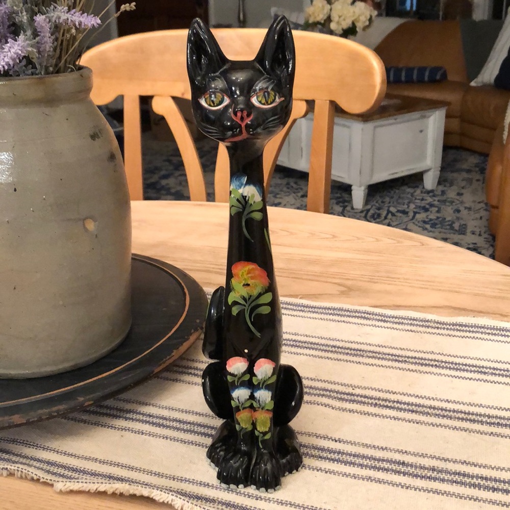 Unique Vintage Ceramic Cat Statue